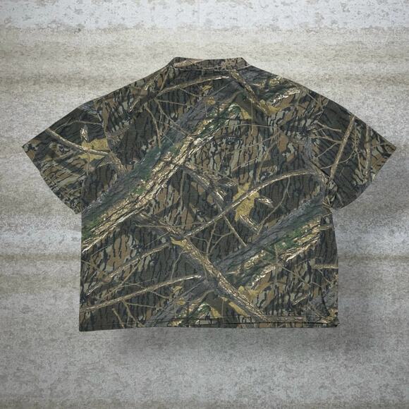 Vintage Realtree Hunting Camo Shirt Cotton Short Sleeve Woodland Tree Bark 90s - Picture 2 of 4